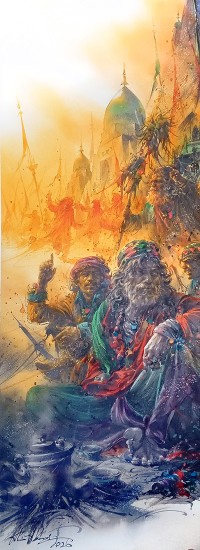 Ali Abbas, 11 x 30 inch, Watercolor on Paper, Figurative Painting, AC-AAB-329